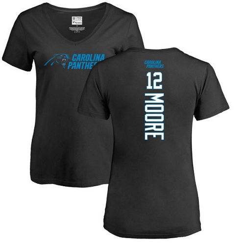 Carolina Panthers Black Women DJ Moore Backer NFL Football #12 T Shirt->women nfl jersey->Women Jersey
